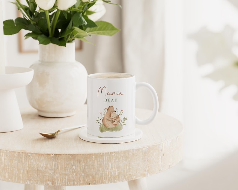 New Mummy Gift | Mama Bear Mug & Coaster Set | Mother's Day Gift | Mama Birthday Gift | Baby Shower Gift | Pregnant Friend Gift | Mama Mummy Mug Only