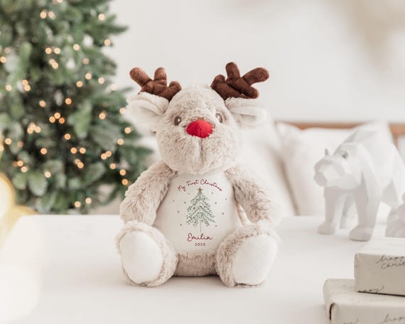 Baby's First Christmas Gift | First Christmas Present | Keepsake Christmas Soft Toy | Personalised Baby's 1st Christmas Reindeer Toy