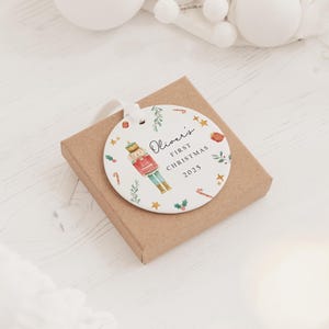 Personalised Baby's First Christmas Decoration | Keepsake Christmas Bauble Gift Ceramic Ornament | Baby's 1st Christmas Nutcracker Bauble image 2