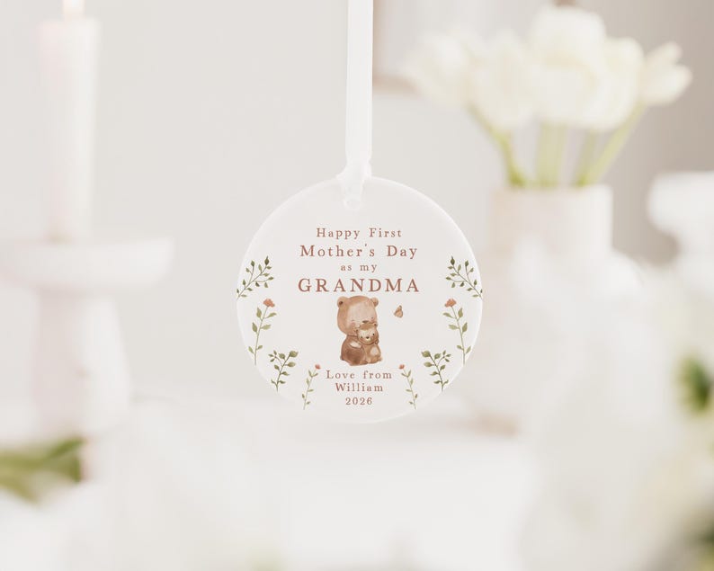 First Mothers Day Nana Gift | Personalised First Mother's Day Ceramic Heart or Disc with Giftbox for New Nana | Nanna | Nanny | Nan Bears