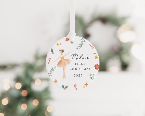Personalised Baby's First Christmas Decoration | Keepsake Christmas Bauble Gift Ceramic Ornament | Baby's 1st Christmas Nutcracker Bauble