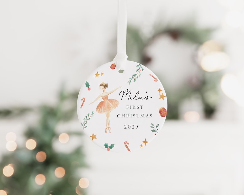 Personalised Baby's First Christmas Decoration | Keepsake Christmas Bauble Gift Ceramic Ornament | Baby's 1st Christmas Nutcracker Bauble image 1