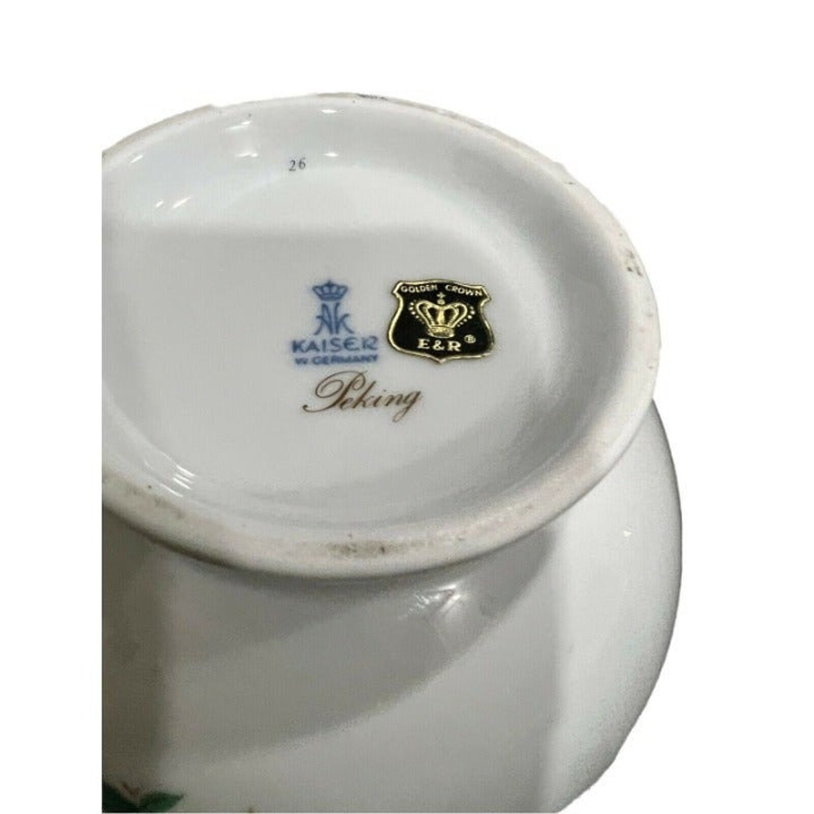 Vtg Golden Crown E & R Kaiser W Germany Peking Porcelain Vase Etsy