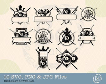 Billiards Svg Bundle, Snooker Svg, Pool Svg, Billiards Clipart, Billiard game svg, Billiards Cut Files, Billiard Ball Svg, Clipart, Png, Svg