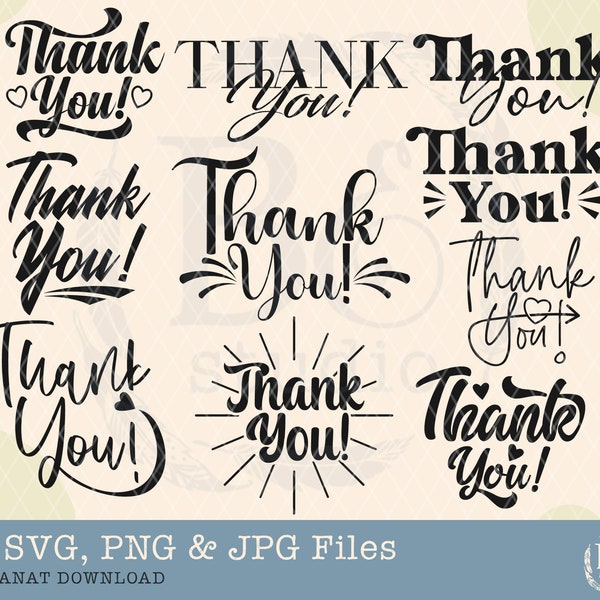 Thank You Svg Bundle, Thank you very much Svg, Thank you Cut Files, Thank you Cricut Bundle, Thank You Clipart, Banner Svg, Dxf, Png, Eps