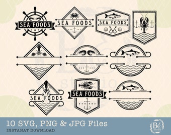 Seafoods Svg Bundle, Seafoods Restaurant Svg, Restaurant Badges Svg, Restaurant Svg, Seafood Shop svg, Seafood Shop svg, Fish and chips svg
