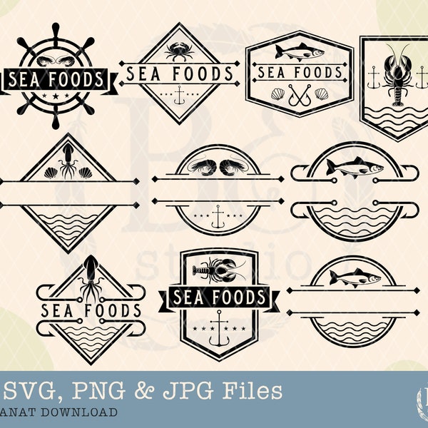 Seafoods Svg Bundle, Seafoods Restaurant Svg, Restaurant Badges Svg, Restaurant Svg, Seafood Shop svg, Seafood Shop svg, Fish and chips svg