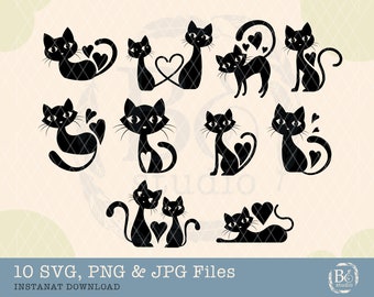 Katt Svg-paket, Kattsilhuett, Katt svg, Kattälskare svg, Kattansikte svg, Söta kattklippfiler, Kattskjortadesign, Kattunge svg, Kattklippfil, Png