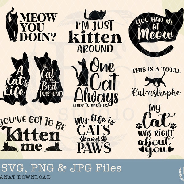 Cat Svg Files, Cat mom svg, Cat bundle svg, Cat quotes svg, Cat lover svg, Kitten svg, Hand lettering svg, Pet cat svg, Pet svg, Lettering