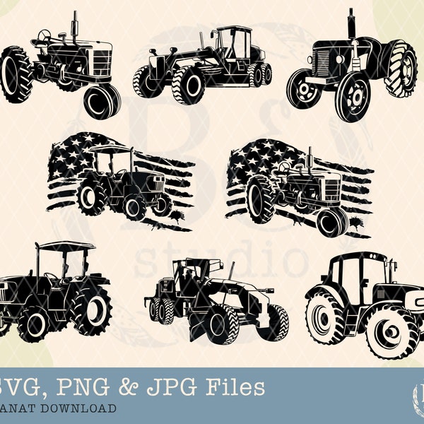 Farm Tractor Svg, US Tractor Svg, Farm Tractor Png, Tractor Clipart, Tractor Svg, US distressed flag svg, Tractor Cut Files, Farmer svg, png