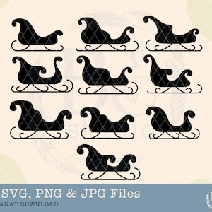Pakiet svg sanie Świętego Mikołaja, Boże Narodzenie svg, Pobieranie cyfrowe, Projekt koszulki sań Świętego Mikołaja, Renifery svg, Renifer svg, Latające sanie Świętego Mikołaja svg