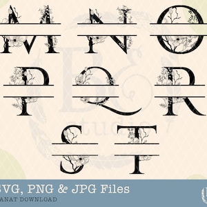 Floral Alphabets Svg File, Flower Alphabets svg, M-T floral letters, Monogram svg, Letters svg, Wedding Letters, Alphabets svg, Fonts svg