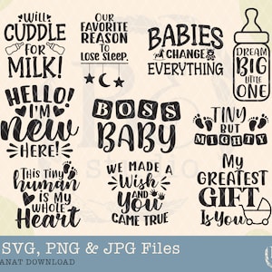 Baby Svg bundle, Hand lettered svg, baby quote svg, newborn svg, baby boy baby girl svg, cute baby sayings svg, baby onesie svg, bib svg