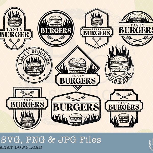 Burger Svg Bundle, Hamburger svg file, Fast Food svg, Grilled Burger svg, Burger shop svg, Hamburger shirt svg, Burger patty svg, Food svg