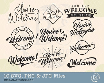 Welcome Svg Bundle, Welcome Saying Svg Bundle, You're Welcome Bundle Svg, Hand Lettered Svg, Wood Sign Svg Bundle Svg - Png Bundle