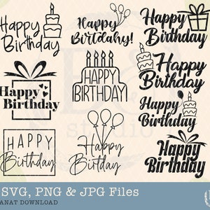 Hand Lettered Happy Birthday svg bundle, happy birthday sign cut file, Happy Birthday Bundle svg, vector cut file, cricut, silhouette