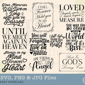 Trauer svg Bündel, Trauer svg, Trauer svg, Trauer svg, Trauer svg, In Liebevoller Erinnerung svg, Sympathy svg, Handbeschriftet svg, Zitat svg