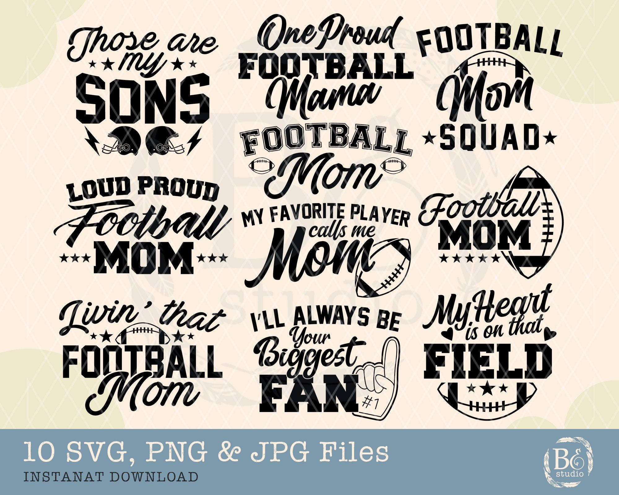 Football Mom Svg Bundle, Hand Lettered Svg, Football Svg, Football Mama ...
