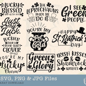 St Patrick&#39;s Day Svg Bundle, Lucky svg, Irish svg, St Patrick&#39;s Day Quotes, Shamrock svg, Clover svg, Cut File, Cricut, Silhouette, Clipart