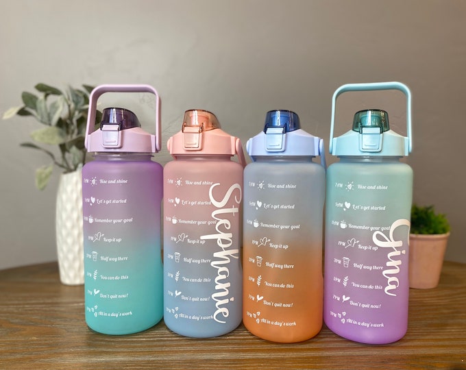 Water Bottle with time marker and motivational quotes 64oz