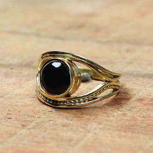Labradorite Gold Plated Ring: Handmade Brass Jewelry