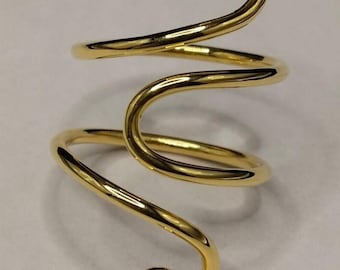 Bold Spiral Brass Ring – Artistic Swirl Statement Jewelry