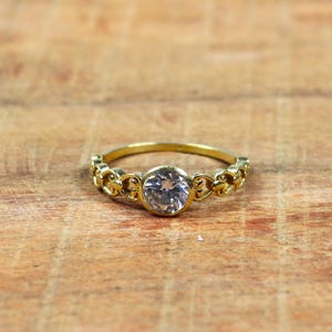 Natural Amethyst Brass Ring: Boho Hippie Stone Ring