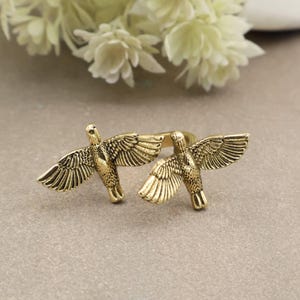Ring messing vogel | Verstelbare Flying Bird-designring | Op de natuur geïnspireerde boho-sieraden