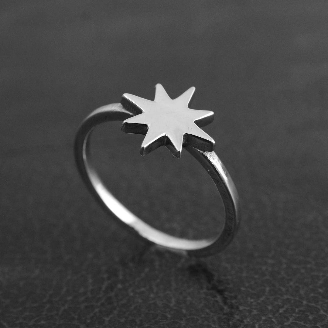 German Silver North Star Ring, Minimalist Celestial Jewelry, Simple ...