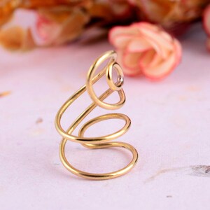 Abstract Spiral Open Ring – Artistic Wire Statement Design Hnadmade Jewelry unique Ring boho Ring