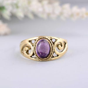Labradorite Brass Ring: Handmade Gemstone Stacking Ring