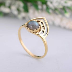 18k Gold Turquoise Ring -Turquoise Ring - Stacking Ring - Dainty Ring - Simple Turquoise Ring - Minimalist gold ring