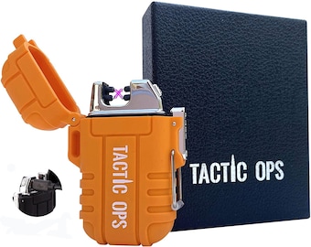 Plus léger coupe-vent, imperméable et rechargeable - EDC tactique de randonnée d'extérieur sans flamme pour le camping (orange) par Tactic Ops