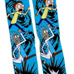 Mens rick & morty running away blue socks handmade soy wax melts fragrance of choice free pp uk eco packaging image 1