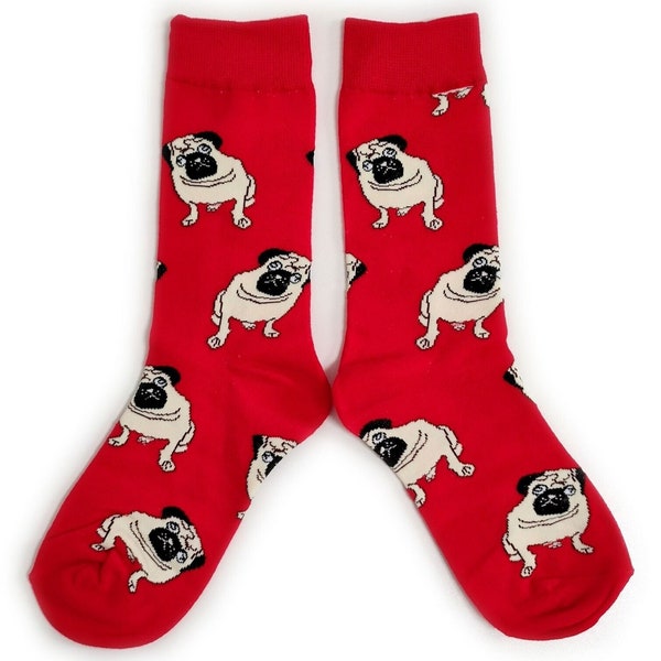 Ladies a grumble of pugs dogs bright red socks & handmade soy wax melts fragrance of choice free p+p uk eco packaging