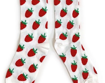 Ladies strawberries fruity fresh strawberry socks & handmade soy wax melts fragrance of choice free p+p uk eco packaging