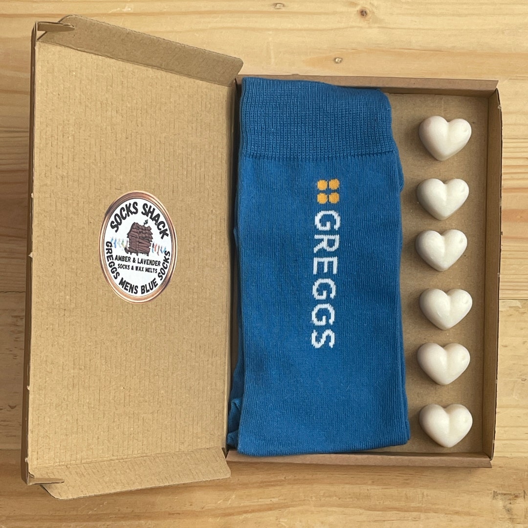 Greggs Blue Logo Design Mens Bakery Socks & Handmade Soy Wax Etsy