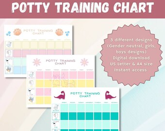 Potty Training Chart, Potty Sticker Chart, Potty Chart, Toilet Training, Toddler Reward Chart, Potty Chart Boy, Potty Chart Girl