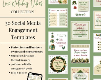 Christmas Social Media Posts, Instagram Engagement Posts, Holiday Social Media Templates