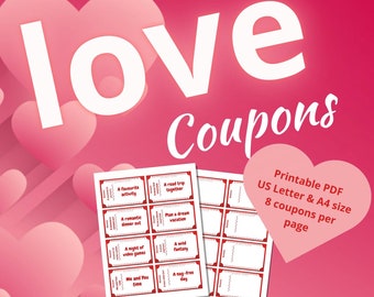Love Coupons, Valentine Coupons, Love Vouchers, Gift for Him, Love Coupon Gift for Him, Printable Coupons, Naughty Coupons