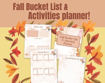 Herbst Bucket Liste, Herbst Planer, Herbst Bucket List Vorlage, Herbst Planer, Herbst Aktivitäten, Tagesplaner