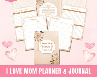 Planificador del Día de la Madre, Me encanta el planificador y diario de mamá, regalos para mamá de la hija, planificador imprimible, regalo del día de la madre, regalo de cumpleaños