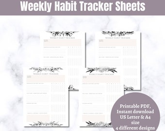 Weekly Habit Tracker Printable, Routine Tracker, Daily Habit Tracker, Self Care Tracker, Habit Challenge, Habit Tracker PDF, Weekly Routine