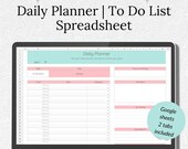 Spreadsheet Planner, Daily Task Tracker, Daily Hourly Planner, Google Sheets Planner, To Do List Template, Task List, Hourly Schedule