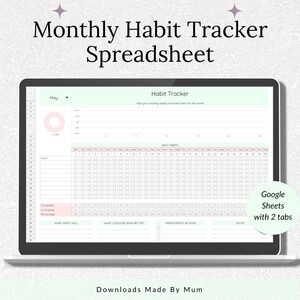 Habit Tracker Spreadsheet, Google Sheets Habit Tracker, Monthly Habit Tracker, Goal Tracker, Digital Habit Tracker, Goal Spreadsheet