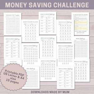 Money Saving Challenge, Savings Challenge Printable, Savings Challenge Tracker, Emergency Fund Tracker, Monthly Savings Challenge
