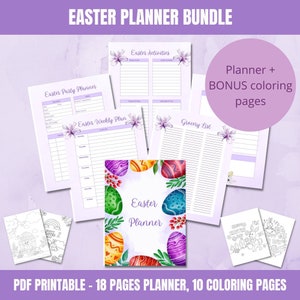 Easter Planner Printable, Easter Organizer, Spring Planner, Easter Coloring Pages, Easter Printable, Easter Journal, Easter Menu
