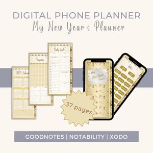 Digital Phone Planner, Android Planner, Pocket Planner, Hyperlinked Planner, New Year's Planner, Goal Setting Planner, New Year Goals image 1