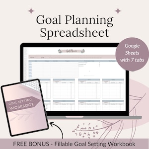 Goal Tracker Spreadsheet, Smart Goals Worksheet Goal Setting, Google Sheets Template, Digital Goal Planner, Habit Tracker Spreadsheet