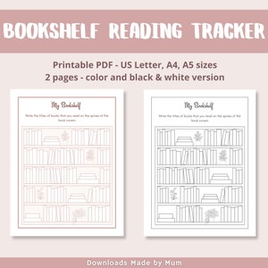 Reading Tracker Printable, Bookshelf Log, Bookshelf Insert, Book Tracker, Book List Printable, Books I&#39;ve Read, Reading Challenge
